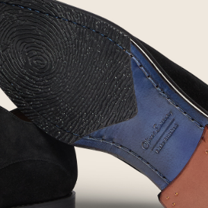 Closeup of Leather sole with rubber forepart