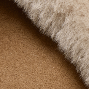 Closeup of 100% Lamb suede shearling