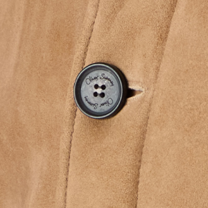 Closeup of Branded horn buttons