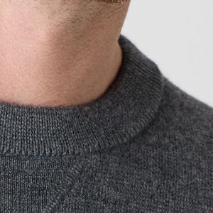 Closeup of Ribbed crew neck