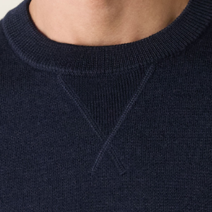 Closeup of V-notch neck detail