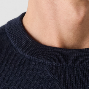 Closeup of Ribbed crew neck