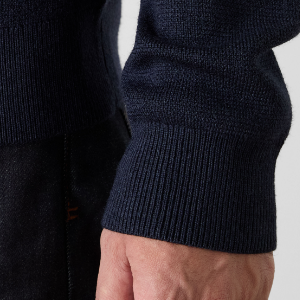 Closeup of Ribbed cuffs & hem