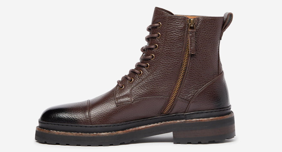 Kamma Brown | Leather Military Boots | Men's Boots | Oliver Sweeney