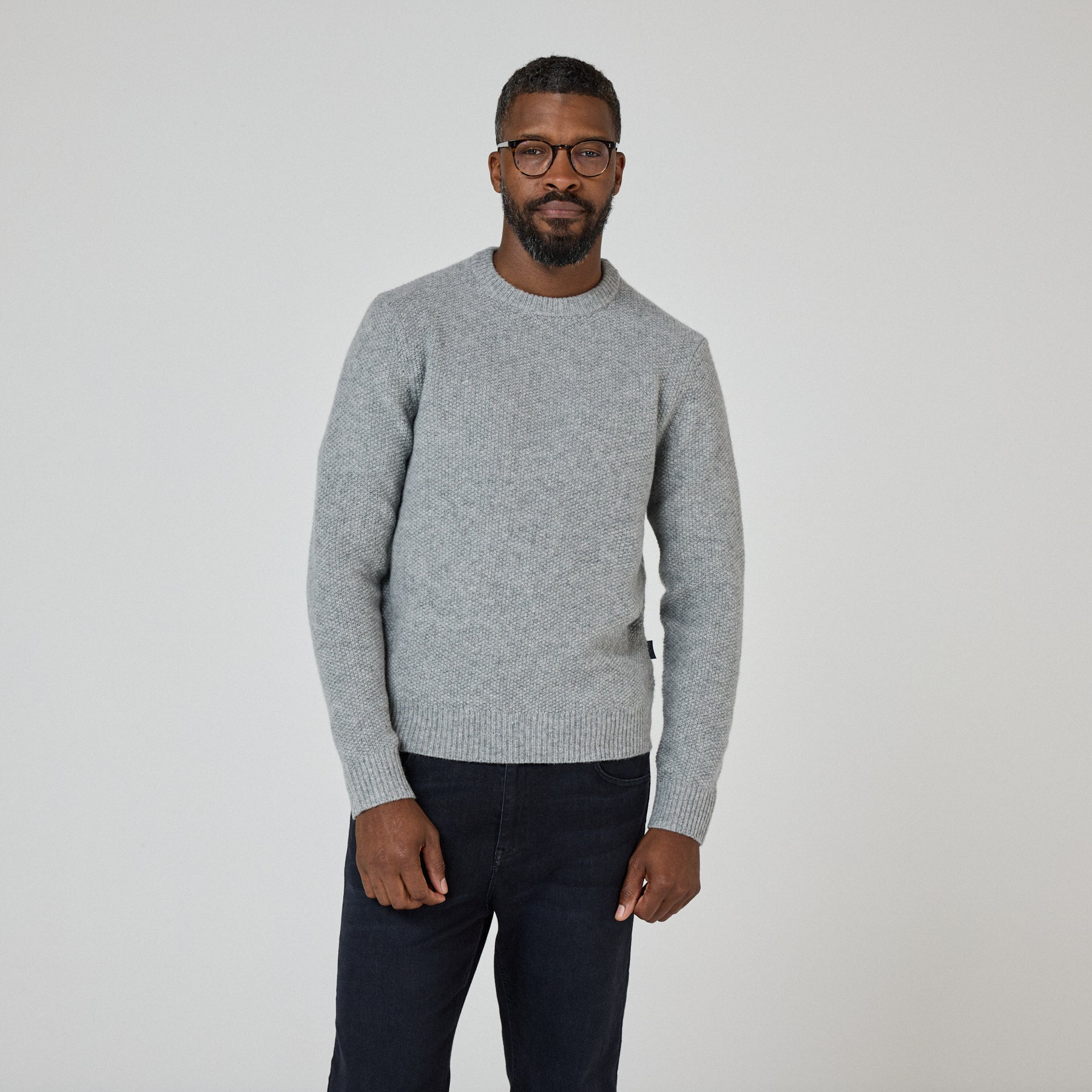 Lenarth Grey Wool Jumper Men's Knitwear Oliver Sweeney