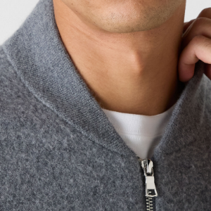 Closeup of Ribbed bomber collar