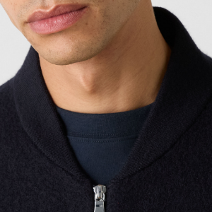 Closeup of Ribbed bomber collar
