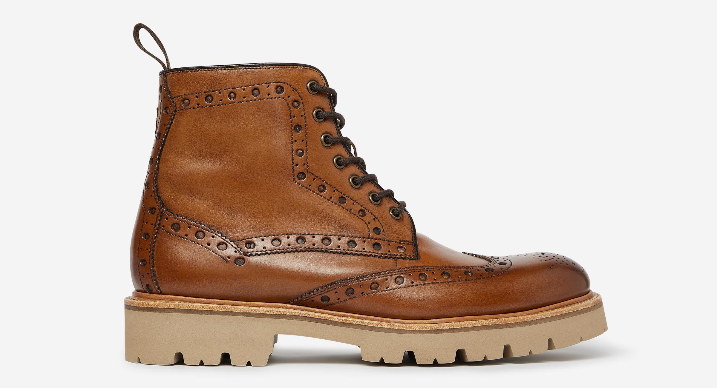 Goodyear Welted Light Tan Brogue Boots Leigh Tan Brogue Boots