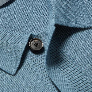 Closeup of Stiched detail placket & collar