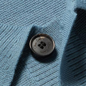 Closeup of Branded horn buttons