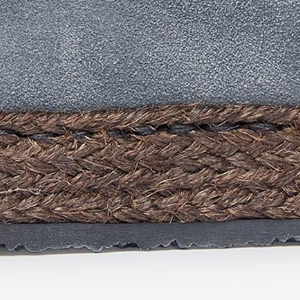 Closeup of Woven jute sole edge