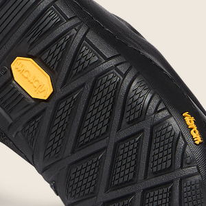 Closeup of Low-profile 'wraparound' Vibram rubber sole
