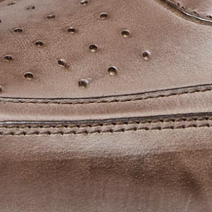 Closeup of Hand-finished calf leather upper