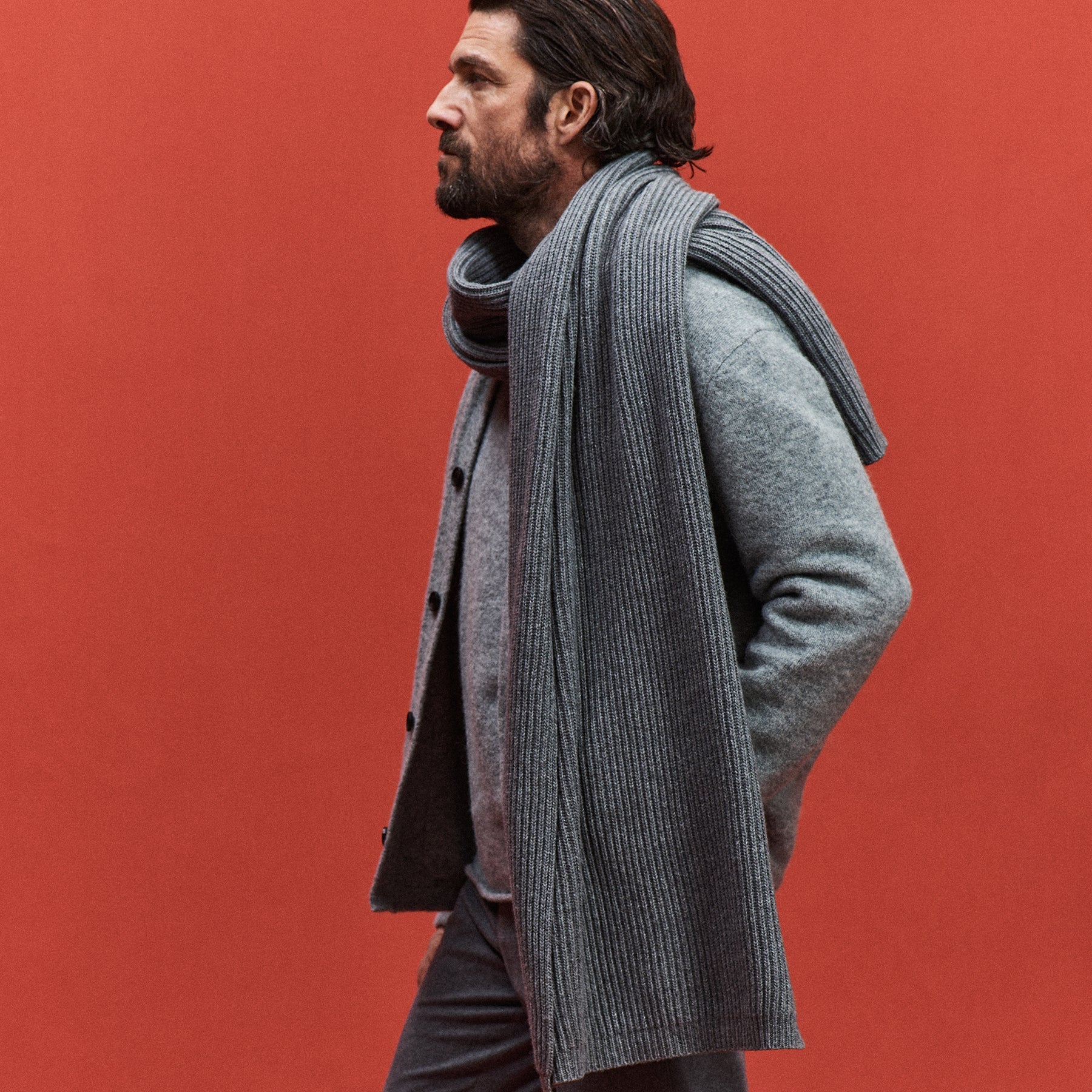 Charing Grey Wool Scarf Men's Scarves Oliver Sweeney