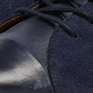Closeup of Calf suede and calf leather upper