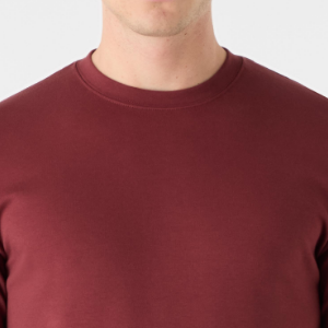 Closeup of Ribbed crew neck