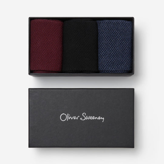 Sock Box Navy/Black/Burgundy