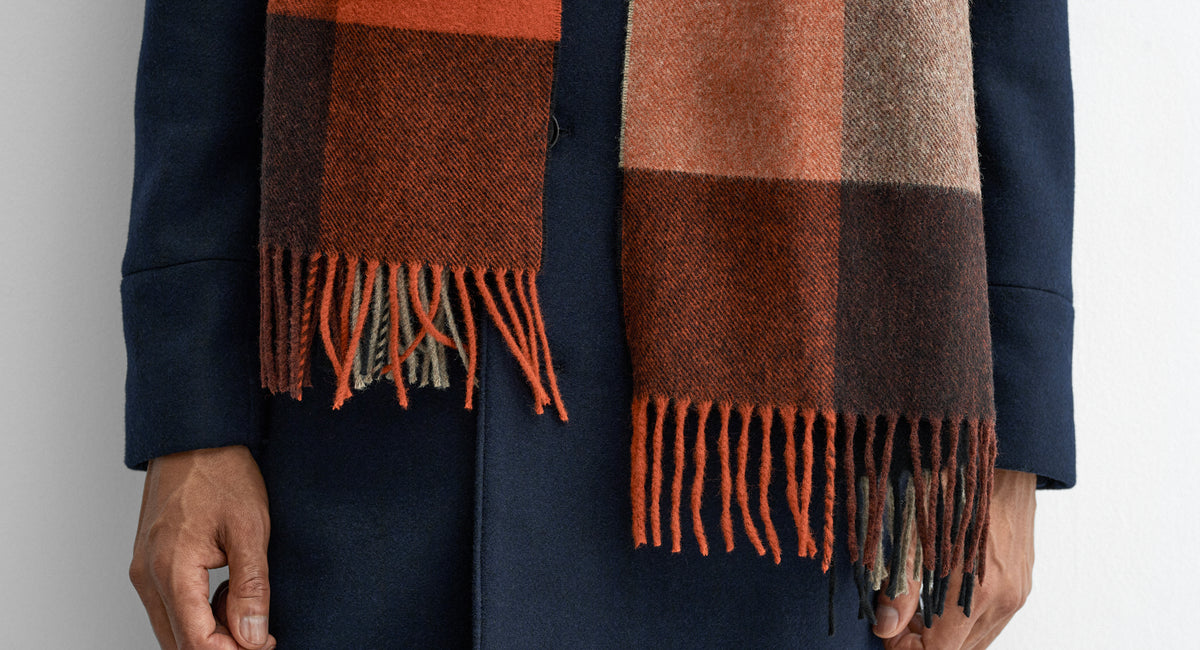 Radnor Rust Wool Scarf | Men's Scarves | Oliver Sweeney