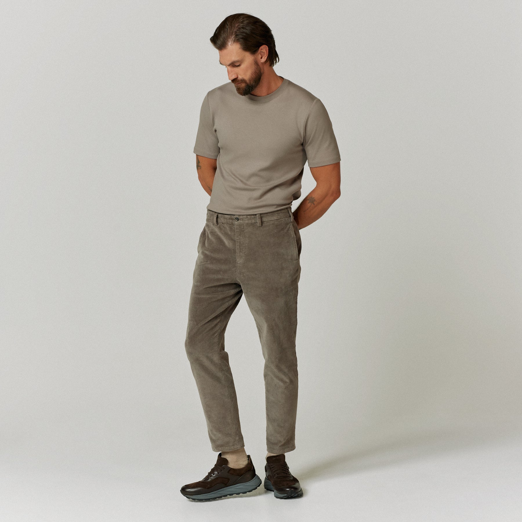 Ramada Grey Corduroy Trousers | Men's Trousers | Oliver Sweeney