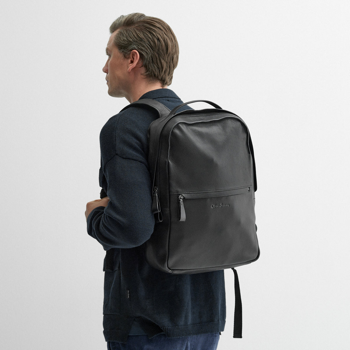Ramsey Black | Leather Backpack | Men's Bags | Oliver Sweeney