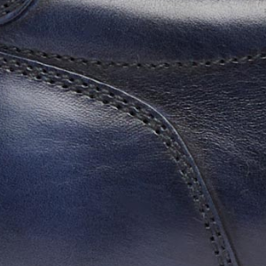 Closeup of Antiqued calf leather upper