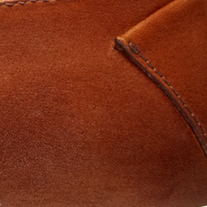 Closeup of Antiqued calf leather upper