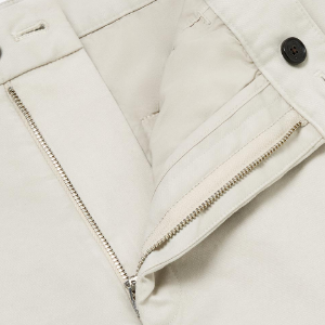 Closeup of Zip fly & buttoned closure