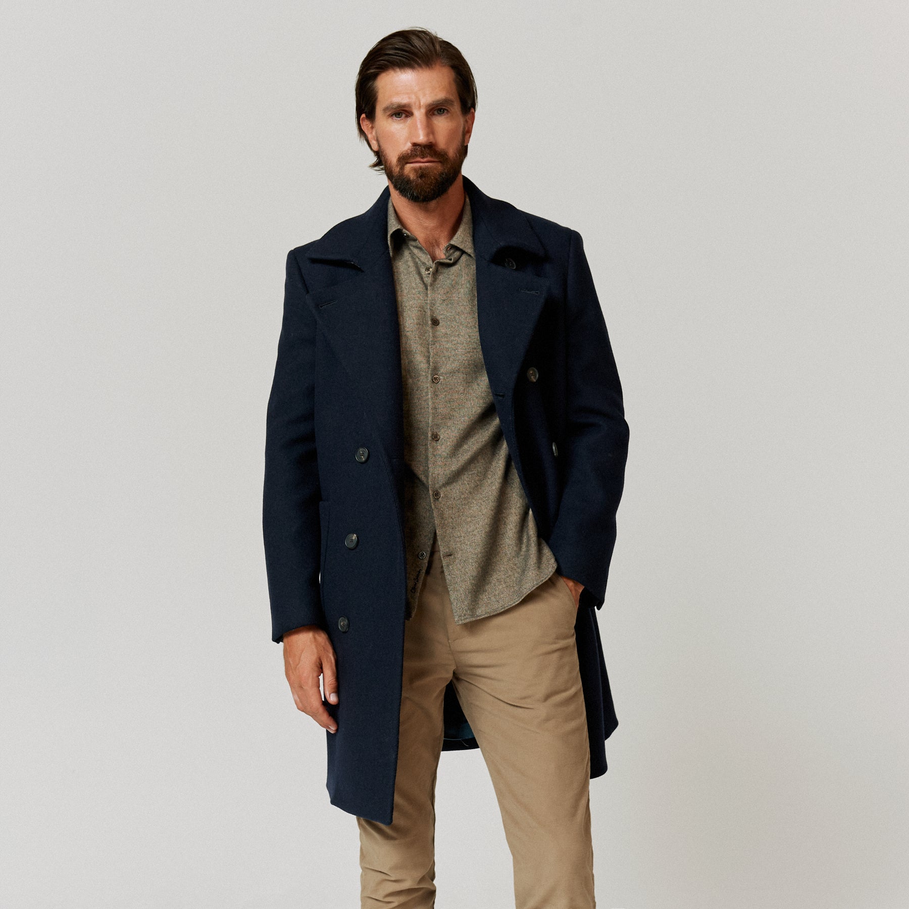 Sobreda Navy Wool Overcoat Men's Coats Jackets Oliver Sweeney