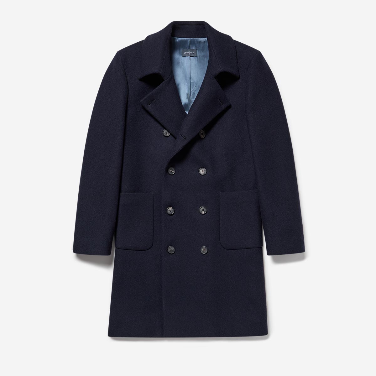 Sobreda Navy Wool Overcoat | Men's Coats & Jackets | Oliver Sweeney
