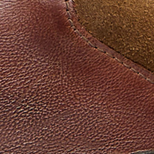 Closeup of Antiqued calf leather & suede upper