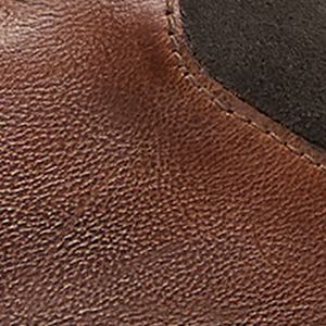 Closeup of Antiqued calf leather & suede upper