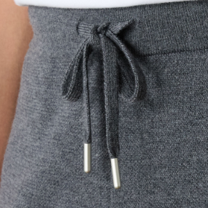 Closeup of Drawcord closure with metal aglets