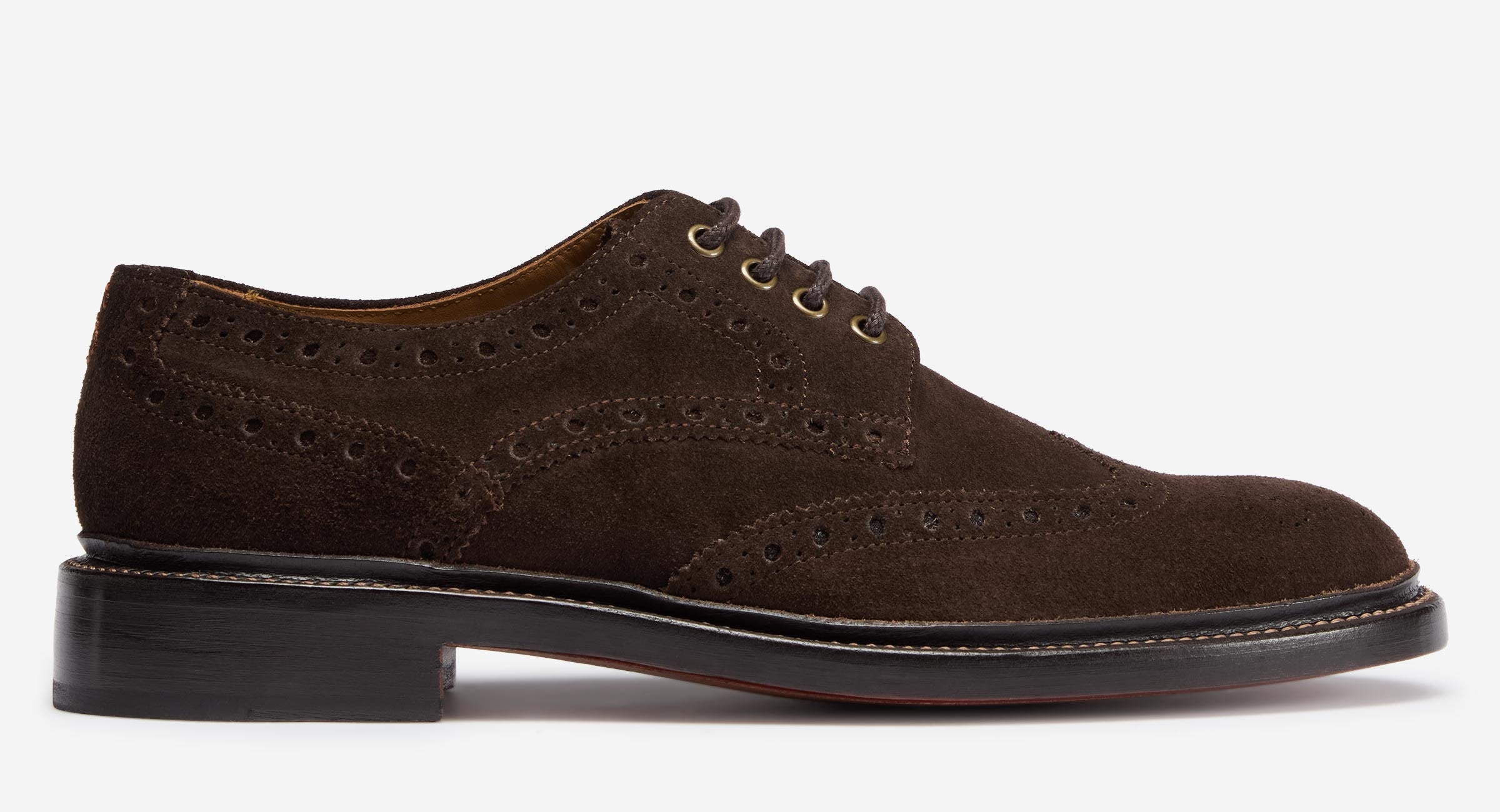 Saunders Chocolate Suede Derby Brogues Men's Shoes Oliver