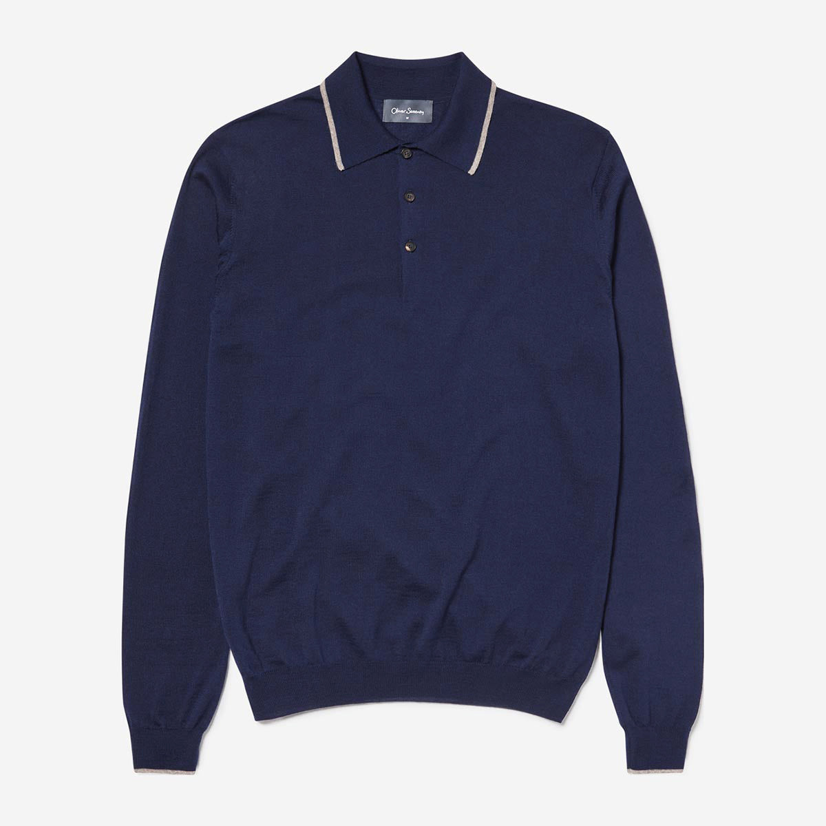 Sulby Navy Tipped Wool Shirt | Men's Knitwear | Oliver Sweeney