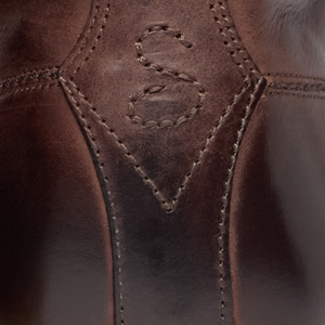 Closeup of Hand-finished calf leather upper