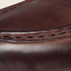 Closeup of Tonal moccasin stitching