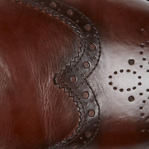 Closeup of Antiqued Calf Leather Upper