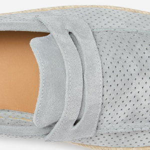 Closeup of Suede loafer saddle