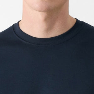 Closeup of Ribbed crew neck
