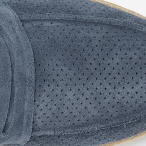 Closeup of Perforated calf suede upper