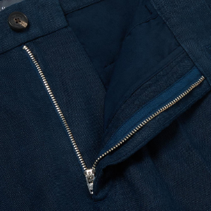 Closeup of Zip fly & horn button closure