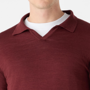 Closeup of Ribbed polo collar