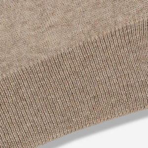 Closeup of Ribbed collar, cuffs & hem