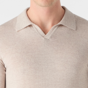 Closeup of Ribbed polo collar