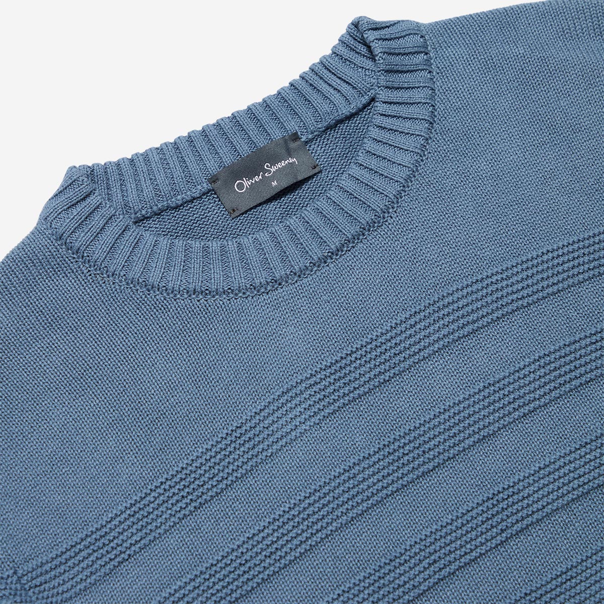 Whitworth Mid Blue Cotton Jumper | Men's Knitwear | Oliver Sweeney
