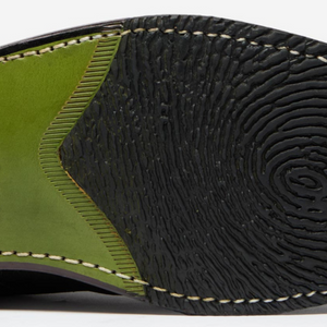 Closeup of Leather sole with rubber forepart