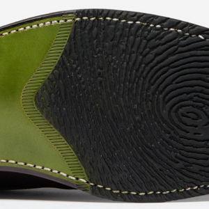 Closeup of Leather sole with rubber forepart
