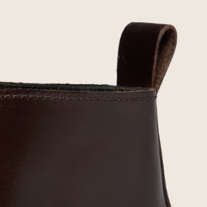 Closeup of Leather heel pull tab