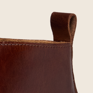 Closeup of Leather heel pull tab