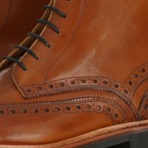 Closeup of Hand-finished calf leather upper